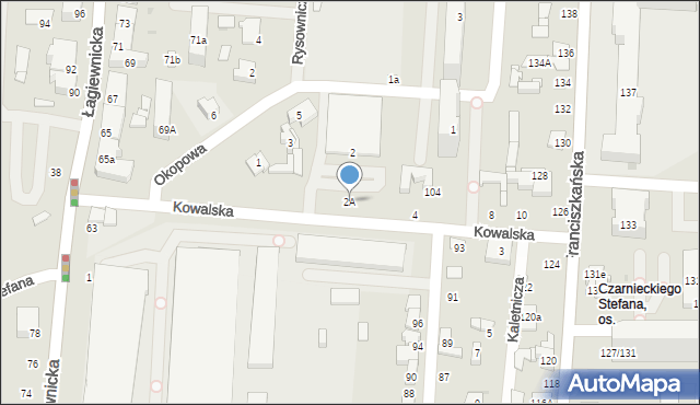 Łódź, Kowalska, 2A, mapa Łodzi