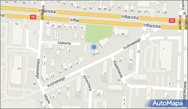 Łódź, Kolińskiego Józefa, dr., 24, mapa Łodzi