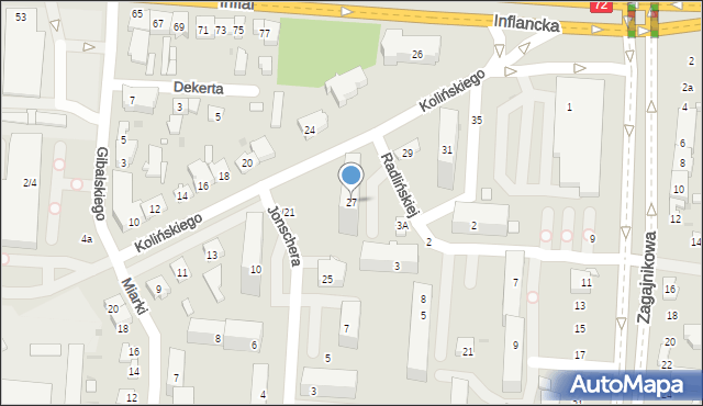 Łódź, Kolińskiego Józefa, dr., 27, mapa Łodzi