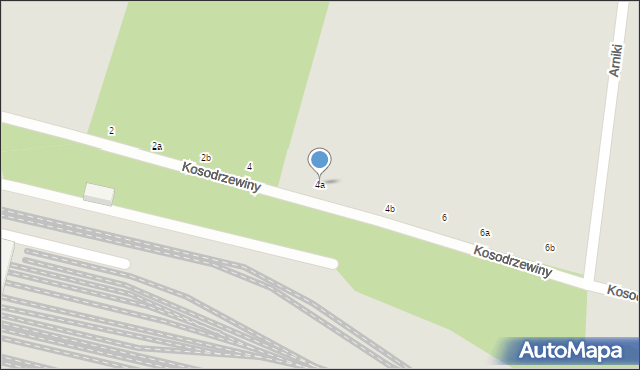 Łódź, Kosodrzewiny, 4a, mapa Łodzi