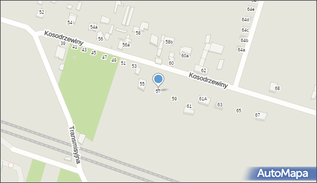 Łódź, Kosodrzewiny, 57, mapa Łodzi