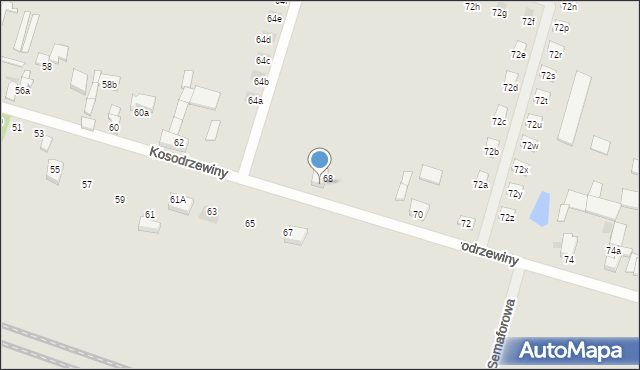 Łódź, Kosodrzewiny, 68, mapa Łodzi