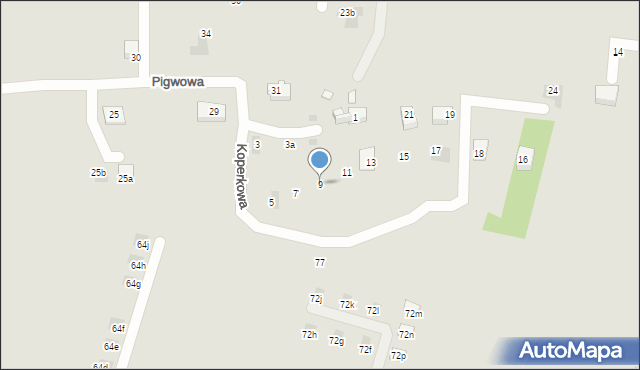 Łódź, Koperkowa, 9, mapa Łodzi