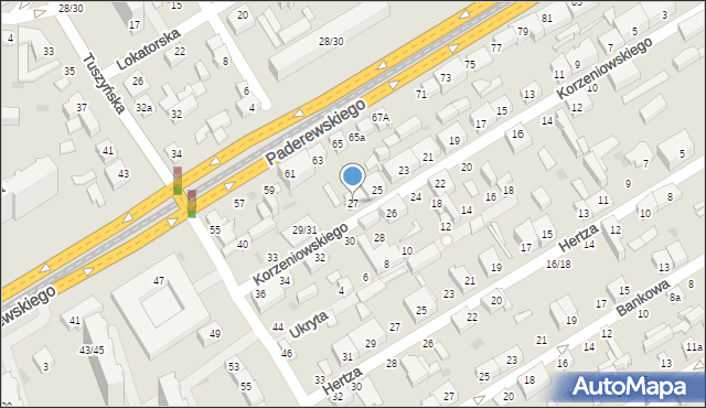 Łódź, Korzeniowskiego Józefa, 27, mapa Łodzi