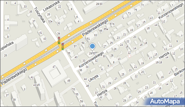 Łódź, Korzeniowskiego Józefa, 29/31, mapa Łodzi