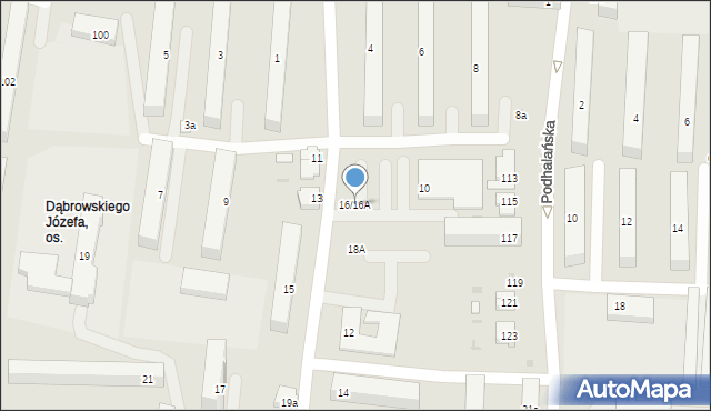 Łódź, Kossaka Juliusza, 16/16A, mapa Łodzi