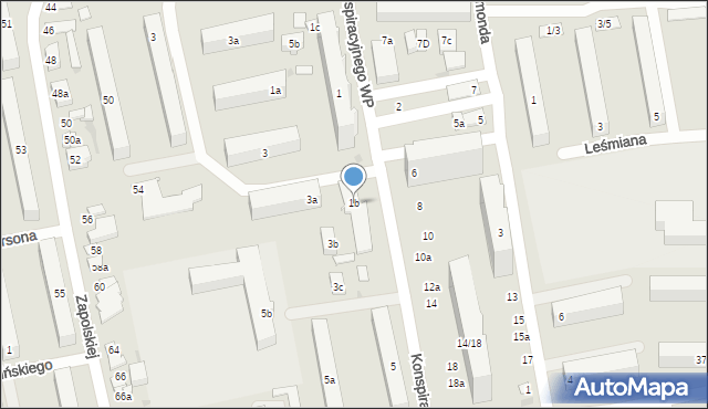 Łódź, Konspiracyjnego Wojska Polskiego, 1b, mapa Łodzi