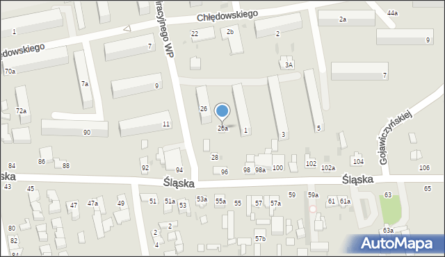 Łódź, Konspiracyjnego Wojska Polskiego, 26a, mapa Łodzi