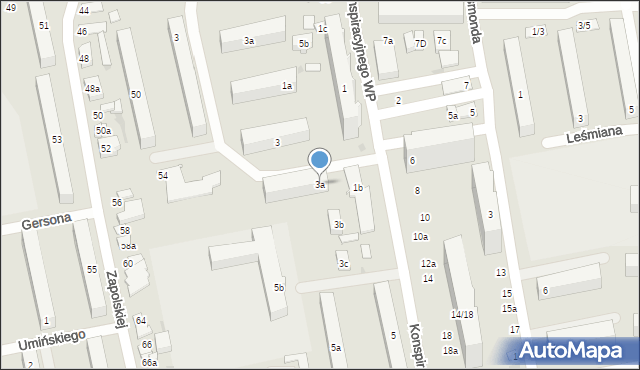 Łódź, Konspiracyjnego Wojska Polskiego, 3a, mapa Łodzi