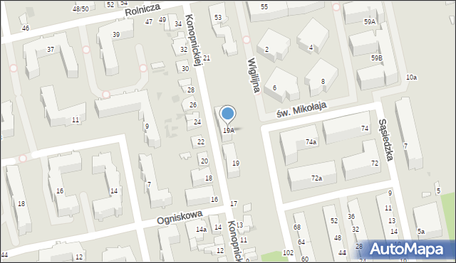 Łódź, Konopnickiej Marii, 19A, mapa Łodzi