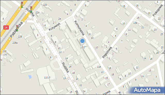 Łódź, Komunalna, 1/11, mapa Łodzi