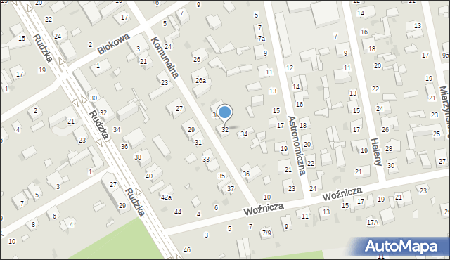 Łódź, Komunalna, 32, mapa Łodzi