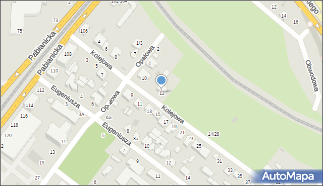 Łódź, Kolejowa, 12, mapa Łodzi