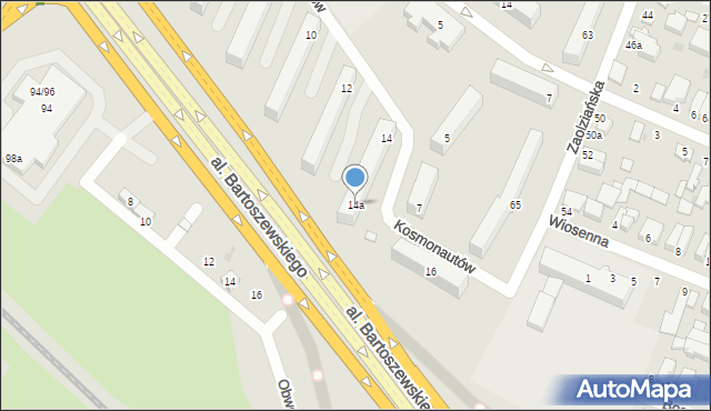Łódź, Kosmonautów, 14a, mapa Łodzi