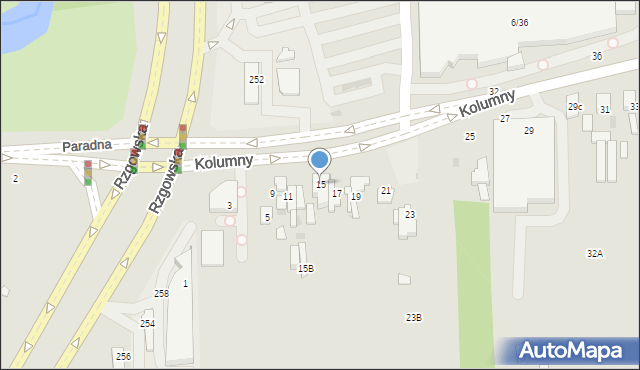 Łódź, Kolumny, 15, mapa Łodzi