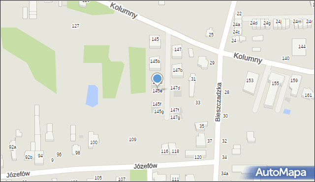Łódź, Kolumny, 145e, mapa Łodzi