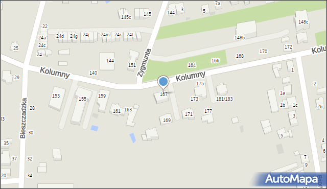 Łódź, Kolumny, 167, mapa Łodzi