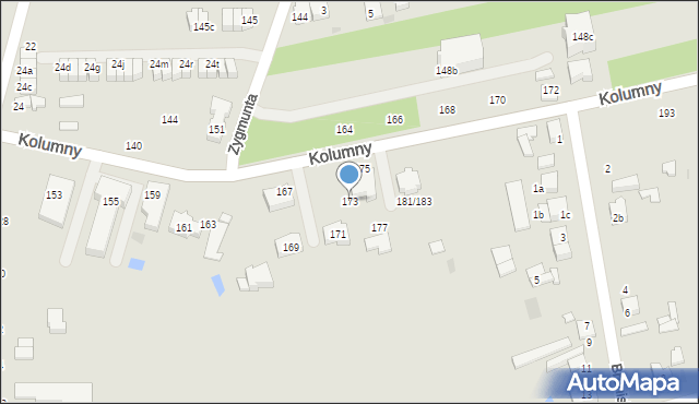 Łódź, Kolumny, 173, mapa Łodzi