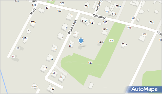 Łódź, Kolumny, 543b, mapa Łodzi