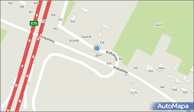 Łódź, Kolumny, 607, mapa Łodzi