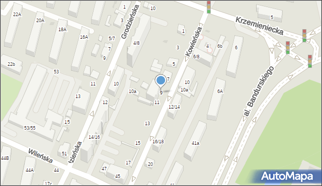 Łódź, Kowieńska, 9, mapa Łodzi