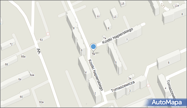 Łódź, Kostki Napierskiego Aleksandra, 5a, mapa Łodzi