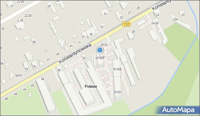 Łódź, Konstantynowska, 30/32A, mapa Łodzi