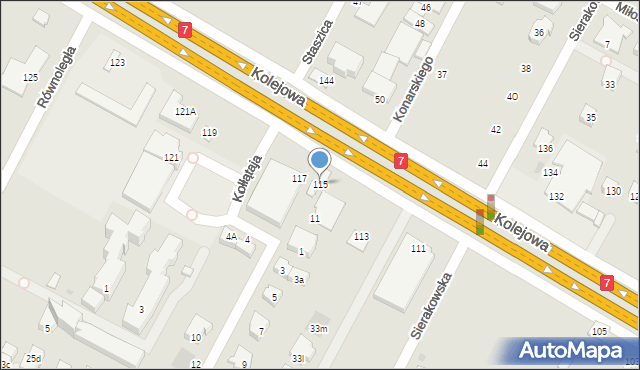 Łomianki, Kolejowa, 115, mapa Łomianki