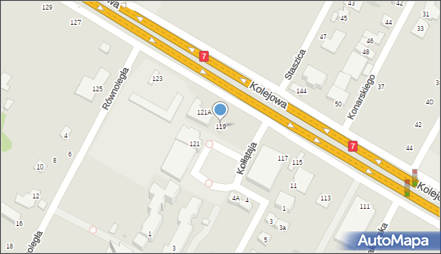 Łomianki, Kolejowa, 119, mapa Łomianki