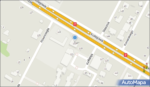 Łomianki, Kolejowa, 121A, mapa Łomianki