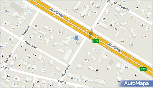 Łomianki, Kolejowa, 31, mapa Łomianki