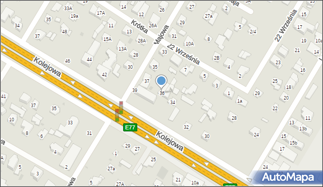 Łomianki, Kolejowa, 36, mapa Łomianki