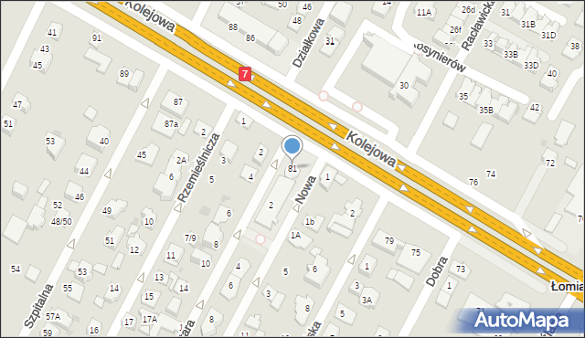 Łomianki, Kolejowa, 81, mapa Łomianki