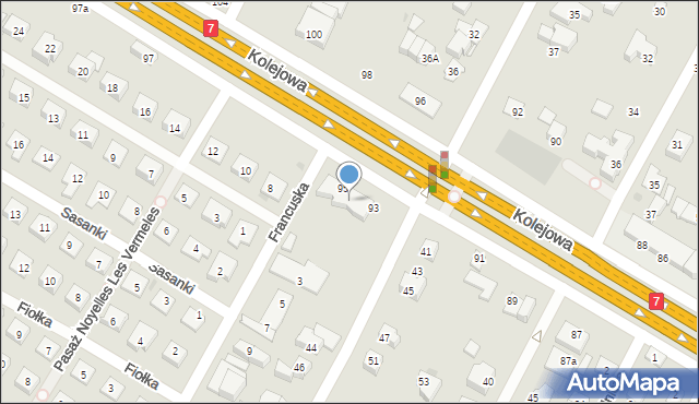 Łomianki, Kolejowa, 93/95, mapa Łomianki