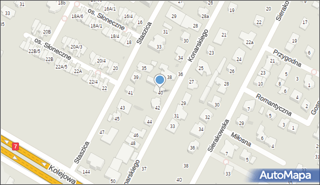 Łomianki, Konarskiego Stanisława, 40, mapa Łomianki