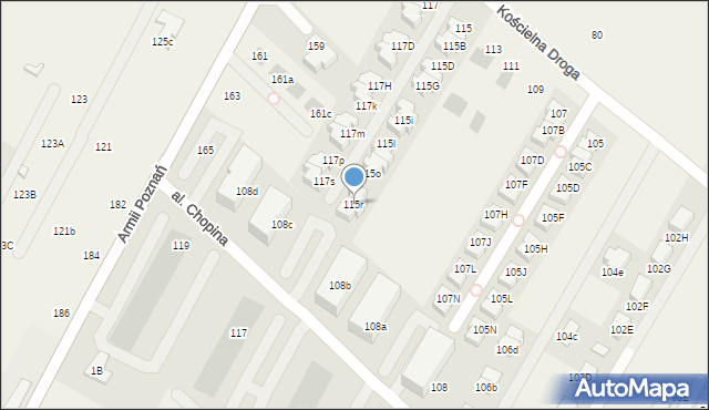 Łomianki Dolne, Kościelna Droga, 115r, mapa Łomianki Dolne