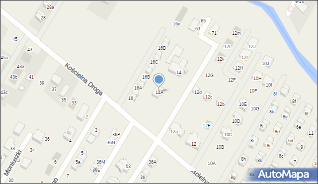 Łomianki Dolne, Kościelna Droga, 14A, mapa Łomianki Dolne