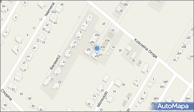 Łomianki Dolne, Kościelna Droga, 43c, mapa Łomianki Dolne