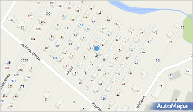 Łomianki Dolne, Kościelna Droga, 4g, mapa Łomianki Dolne