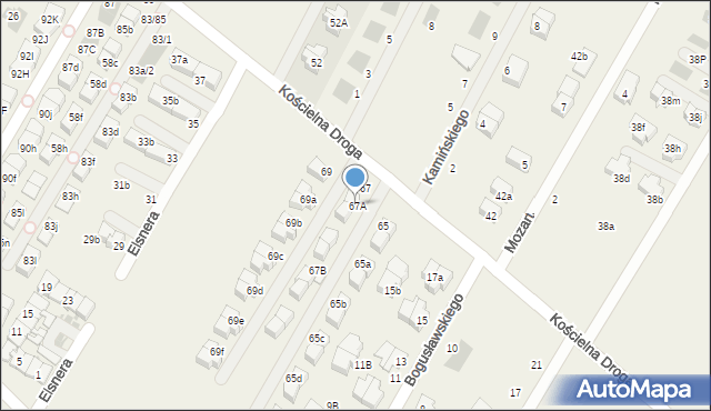 Łomianki Dolne, Kościelna Droga, 67A, mapa Łomianki Dolne