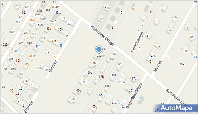 Łomianki Dolne, Kościelna Droga, 69a, mapa Łomianki Dolne