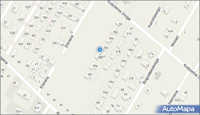 Łomianki Dolne, Kościelna Droga, 69d, mapa Łomianki Dolne