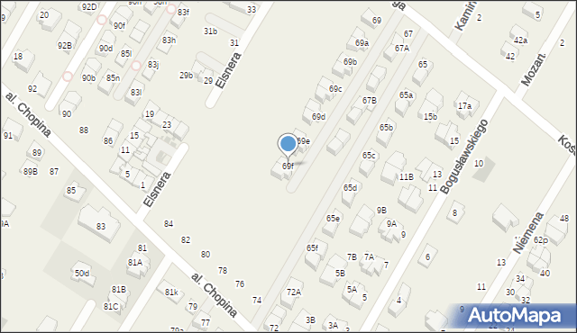 Łomianki Dolne, Kościelna Droga, 69f, mapa Łomianki Dolne