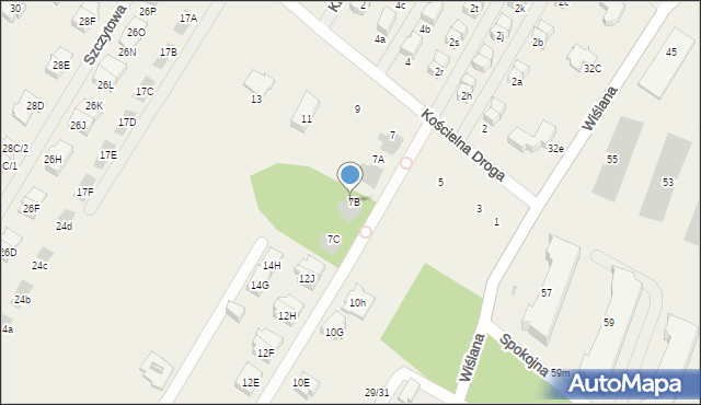 Łomianki Dolne, Kościelna Droga, 7B, mapa Łomianki Dolne