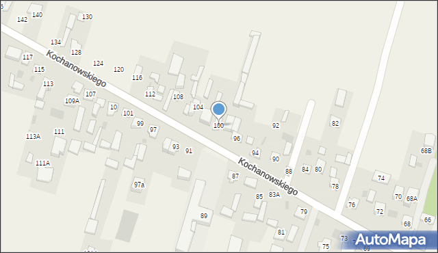 Łomna, Kochanowskiego Jana, 100, mapa Łomna
