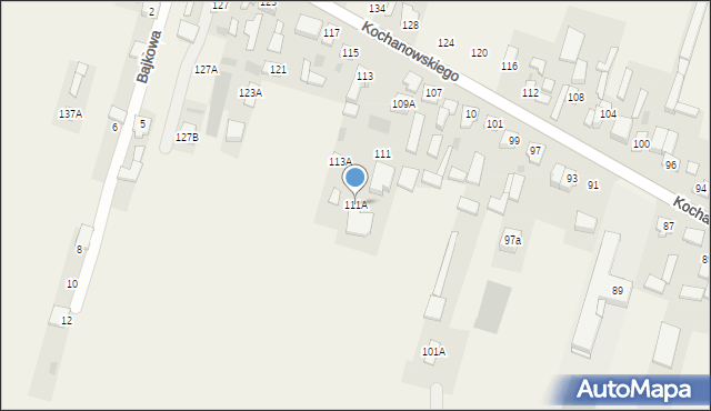 Łomna, Kochanowskiego Jana, 111A, mapa Łomna