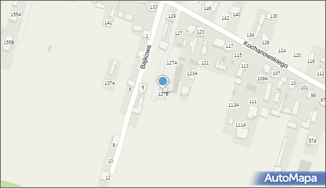 Łomna, Kochanowskiego Jana, 127B, mapa Łomna