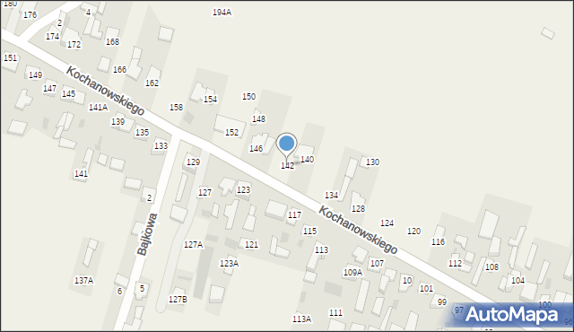 Łomna, Kochanowskiego Jana, 142, mapa Łomna