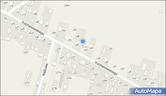 Łomna, Kochanowskiego Jana, 144, mapa Łomna
