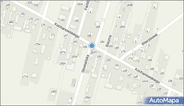Łomna, Kochanowskiego Jana, 157, mapa Łomna
